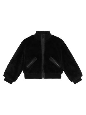 Dolce & Gabbana Kids faux-fur mock-neck jacket - Black