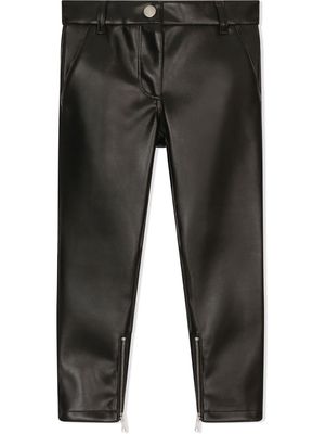 Dolce & Gabbana Kids faux-leather logo-plaque trousers - Black