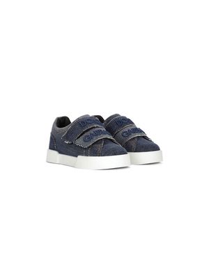 Dolce & Gabbana Kids First Steps Portofino Light denim sneakers - Blue