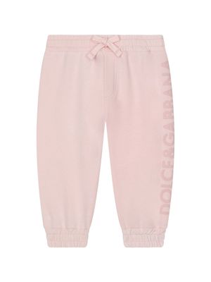 Dolce & Gabbana Kids flocked-logo drawstring track trousers - Pink