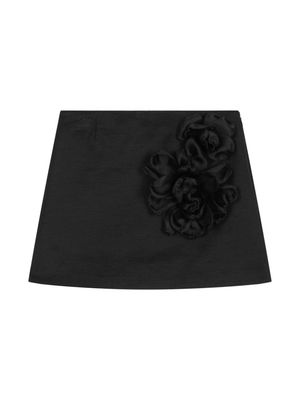Dolce & Gabbana Kids floral-appliqué A-line skirt - Black