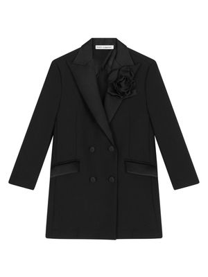 Dolce & Gabbana Kids floral-appliqué double-breasted coat - Black
