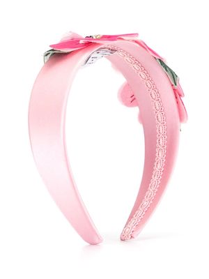 Dolce & Gabbana Kids floral-motif satin headband - Pink