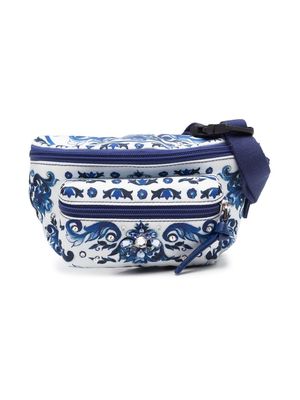 Dolce & Gabbana Kids floral-print belt bag - Blue