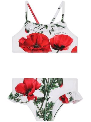 Dolce & Gabbana Kids floral-print bikini - White