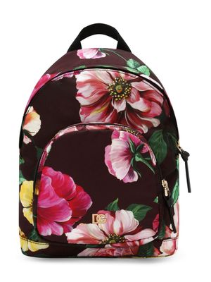 Dolce & Gabbana Kids floral-print canvas backpack - Black