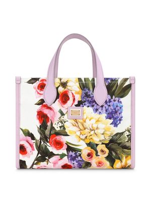 Dolce & Gabbana Kids floral-print canvas tote bag - Pink