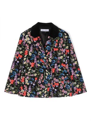 Dolce & Gabbana Kids floral-print cotton-blend blazer - Black