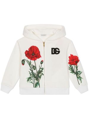 Dolce & Gabbana Kids floral-print cotton hoodie - White