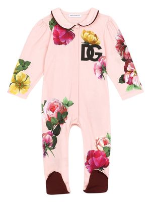 Dolce & Gabbana Kids floral-print cotton pajamas - Pink