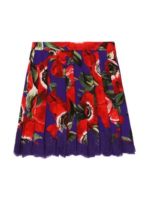 Dolce & Gabbana Kids floral-print cotton skirt - Purple