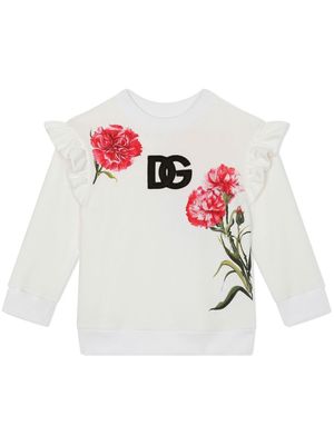 Dolce & Gabbana Kids floral-print cotton sweatshirt - Brown