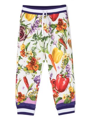 Dolce & Gabbana Kids floral-print elasticated-waist trousers - White