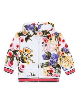 Dolce & Gabbana Kids floral-print hooded jacket - White