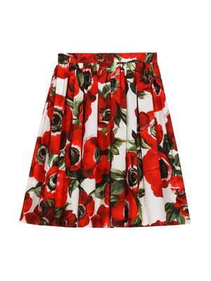Dolce & Gabbana Kids floral-print pleated skirt - Red