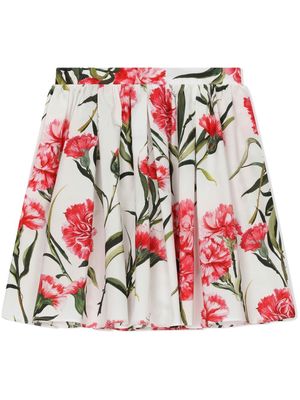 Dolce & Gabbana Kids floral-print pleated skirt - White