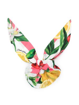 Dolce & Gabbana Kids floral-print scrunchie - Green