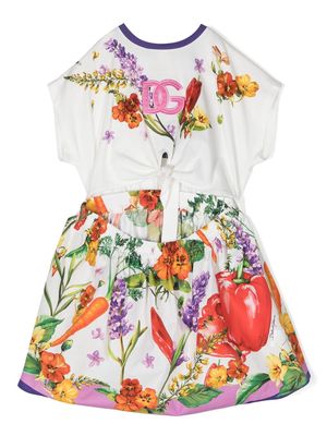Dolce & Gabbana Kids floral-print short-sleeve dress - White