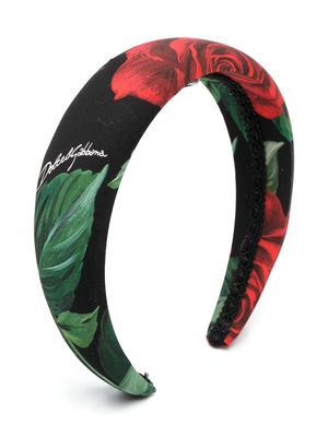Dolce & Gabbana Kids floral-print silk-cotton headband - Red