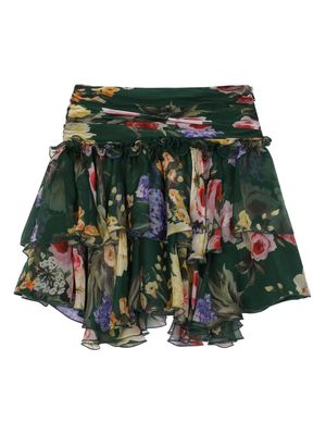 Dolce & Gabbana Kids floral-print silk skirt - Green