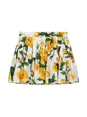 Dolce & Gabbana Kids floral-print skirt - White