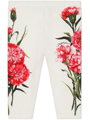 Dolce & Gabbana Kids floral-print stretch-design leggings - White