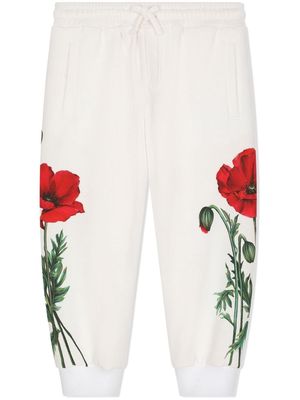 Dolce & Gabbana Kids floral-print track pants - White