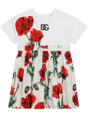 Dolce & Gabbana Kids floral-print zip-fastening dress - White