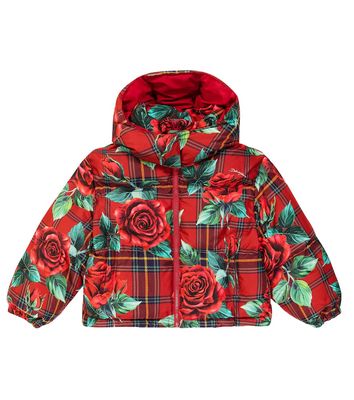 Dolce & Gabbana Kids Floral tartan puffer jacket