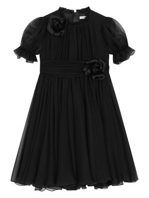 Dolce & Gabbana Kids flower-detailing silk dress - Black