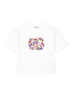 Dolce & Gabbana Kids Flower Power-print cotton T-shirt - White