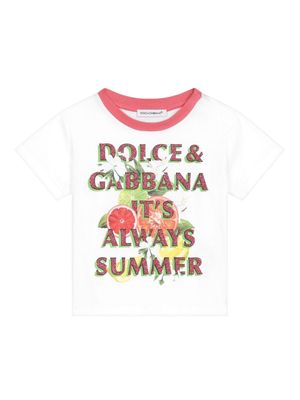 Dolce & Gabbana Kids fruit-print cotton T-shirt - White