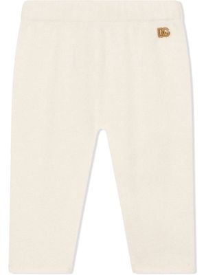 Dolce & Gabbana Kids gold-tone logo-lettering cashmere leggings - Neutrals