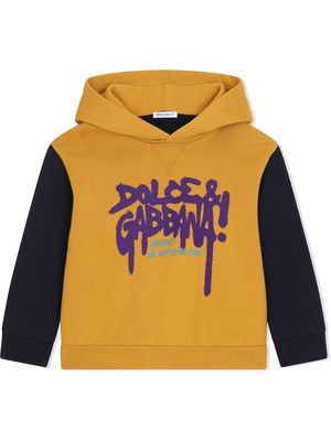 Dolce & Gabbana Kids graffiti logo-print hoodie - Yellow