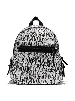Dolce & Gabbana Kids graffiti print backpack - Black