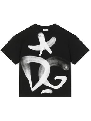 Dolce & Gabbana Kids graffiti-print cotton T-shirt - Black