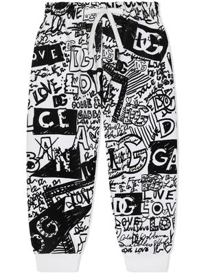 Dolce & Gabbana Kids graffiti-print tracksuit bottoms - Black