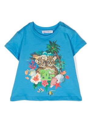 Dolce & Gabbana Kids graphic-print cotton T-shirt - Blue