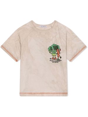 Dolce & Gabbana Kids graphic-print cotton T-Shirt - Neutrals