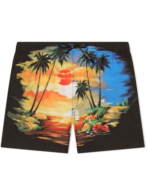 Dolce & Gabbana Kids graphic-print swim shorts - Black