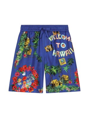 Dolce & Gabbana Kids Hawaiian-print Bermuda shorts - Blue