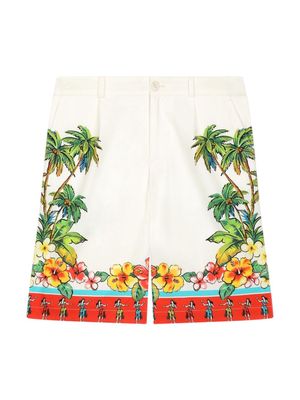 Dolce & Gabbana Kids Hawaiian-print Bermuda shorts - White