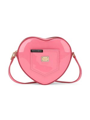 Dolce & Gabbana Kids Heart patent leather shoulder bag - Pink
