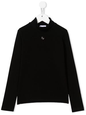 Dolce & Gabbana Kids high-collar cotton cardigan - Black