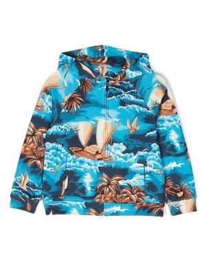 Dolce & Gabbana Kids hooded bomber jacket - Blue