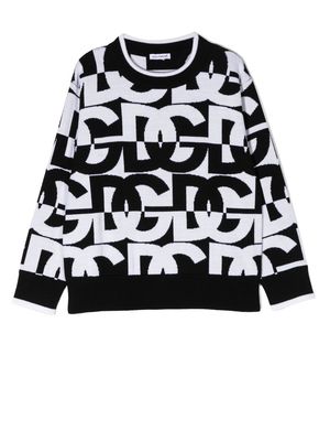 Dolce & Gabbana Kids intarsia-knit logo jumper - Black