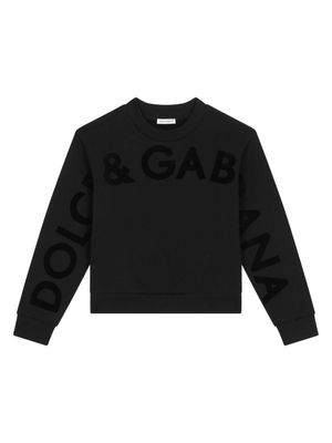 Dolce & Gabbana Kids intarsia-logo cotton sweatshirt - Black