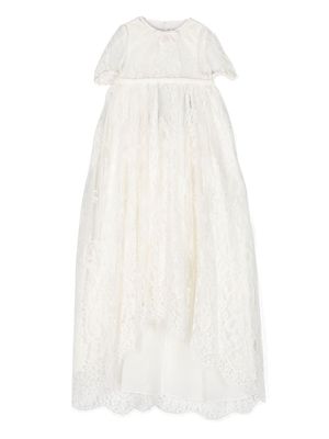 Dolce & Gabbana Kids lace-embellished silk dress - White
