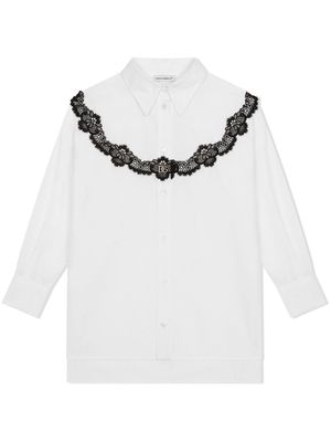 Dolce & Gabbana Kids lace-trim long-sleeve shirt - White