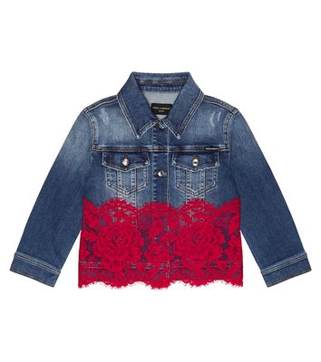 Dolce & Gabbana Kids Lace-trimmed denim jacket